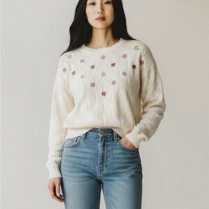 Embroidered Cropped Sweater